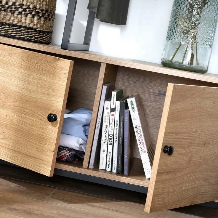Casâme 'LENNY' Kleiderschrank mit Regalen und Ablagen 2 Türen H167 cm - Eiche – Bild 4