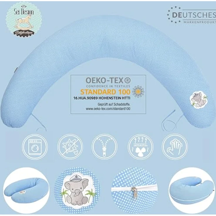 SEI Design Stillkissen Seitenschläferkissen Babynestchen Kuschelnest 170x30 cm, Schwangerschaftskissen mit Bezug, Schwangerschaftskissen mit Bezug, Bezug 100% Baumwolle – Bild 5