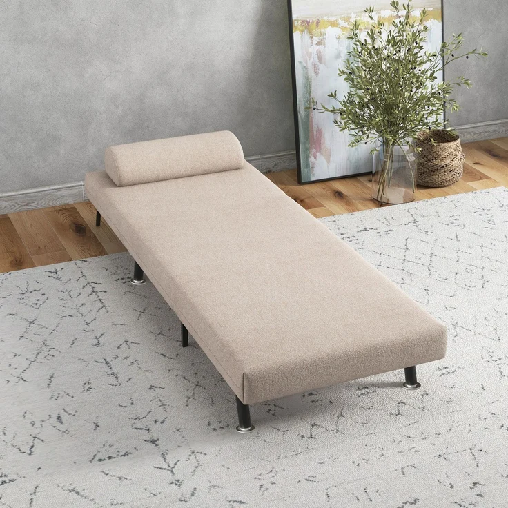HOMCOM Schlafsessel, Leinenimitat(100% Polyester), Beige, 75L x 70B x 75H cm – Bild 8