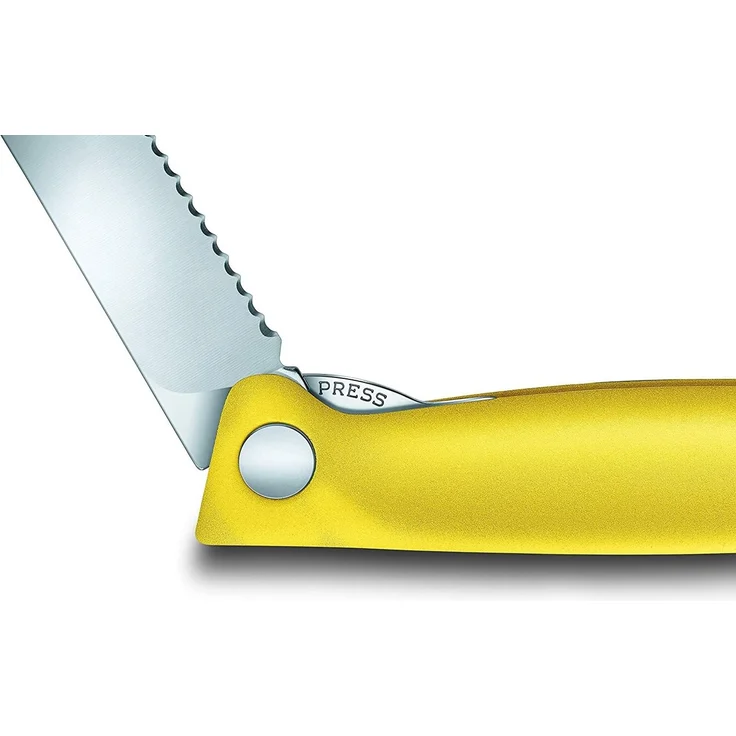 Victorinox Swiss Classic faltbares Gemüsemesser Wellenschliff (11 cm), Gelb – Bild 5