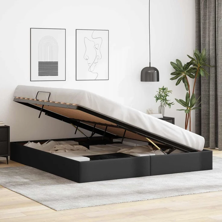 vidaXL Ottoman Bettgestell Schwarz 160 x 200 cm Kunstleder 3442778 – Bild 4