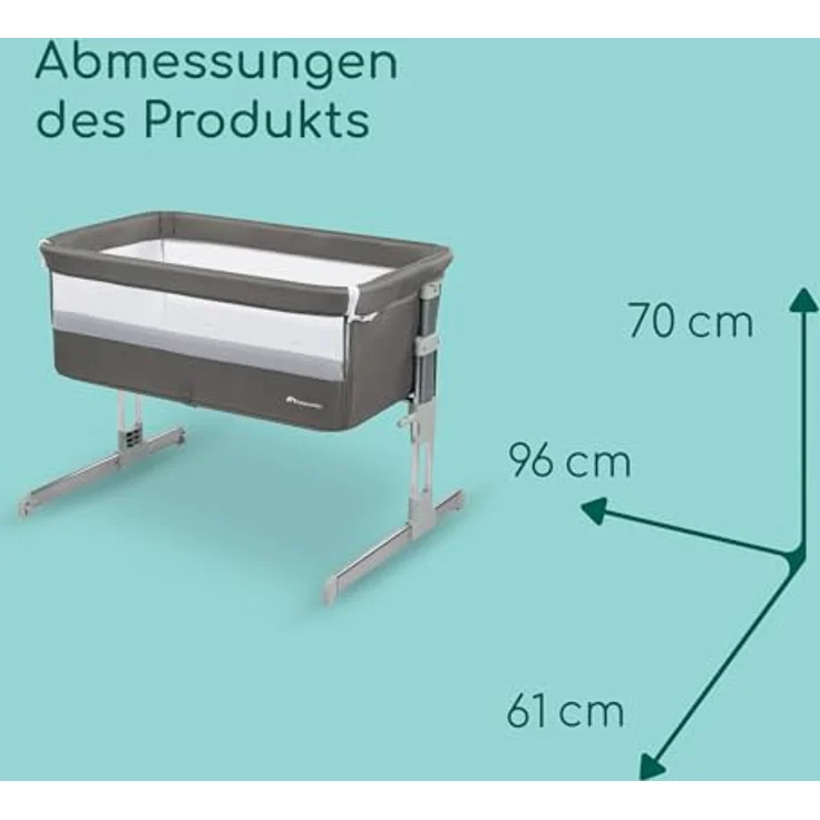 Bebeconfort Beistellbett Calidoo, höhenverstellbares Babybett, gemütlich und weich gepolstert, das Beistellbettchen ist nutzbar ab der Geburt bis max. 9 kg, Grey Mist – Bild 8