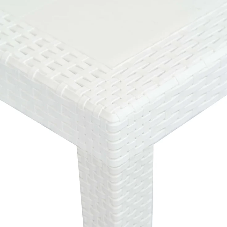 Gartentisch, Balkontisch, Beistelltisch Weiß 150 x 90 x 72 cm Kunststoff Rattan-Optik – Bild 3