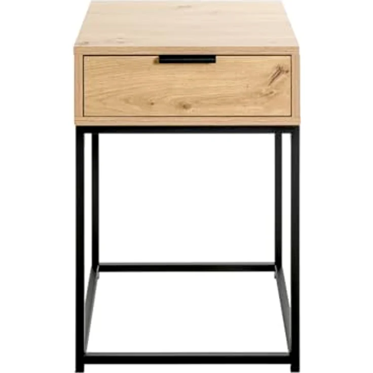 XXXL Nachtschrank Malmö, Schwarz, Eiche, Metall, 1 Schublade, 40x60x40 cm, Schlafzimmer Nachttisch – Bild 4