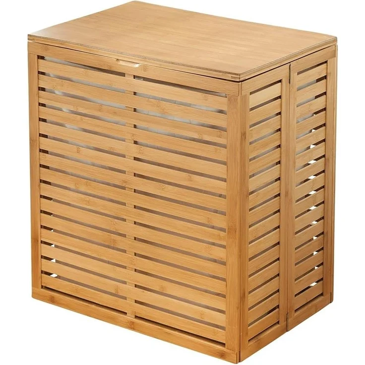 mDesign Wäschesortierer Wäschekorb Wäschebox Wäschesack faltbar tragbar Bambus – Bild 1