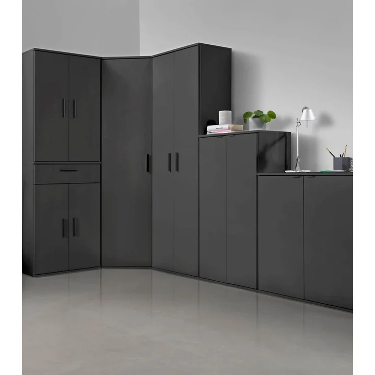 mokebo® Eckschrank in Grau BZW. Schwarz Matt aus Holz 'Der Lange' moderner Mehrzweckschrank für Flur, Schlafzimmer und Wohnzimmer, Schrank & Haushaltsschrank | 64 x 180 x 64 (B/H/T in cm) | Anthrazit – Bild 5