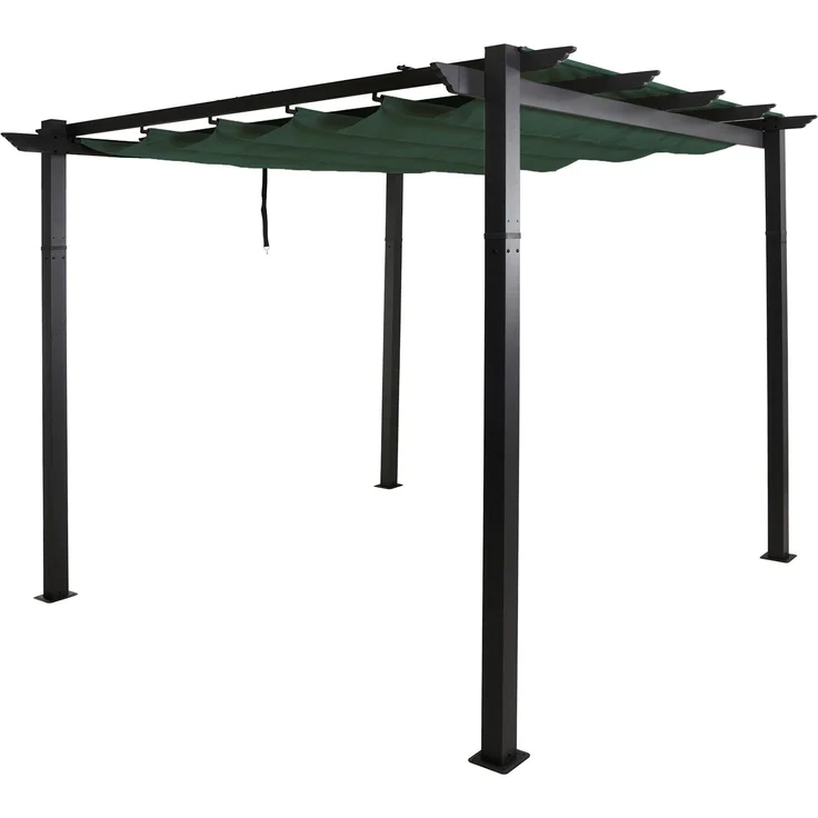 Mendler 'HWC-N93' Pergola, stabiles 8cm-Gestell mit Schiebedach UV50+ 3x3 m, Aluminium, Grün – Bild 9