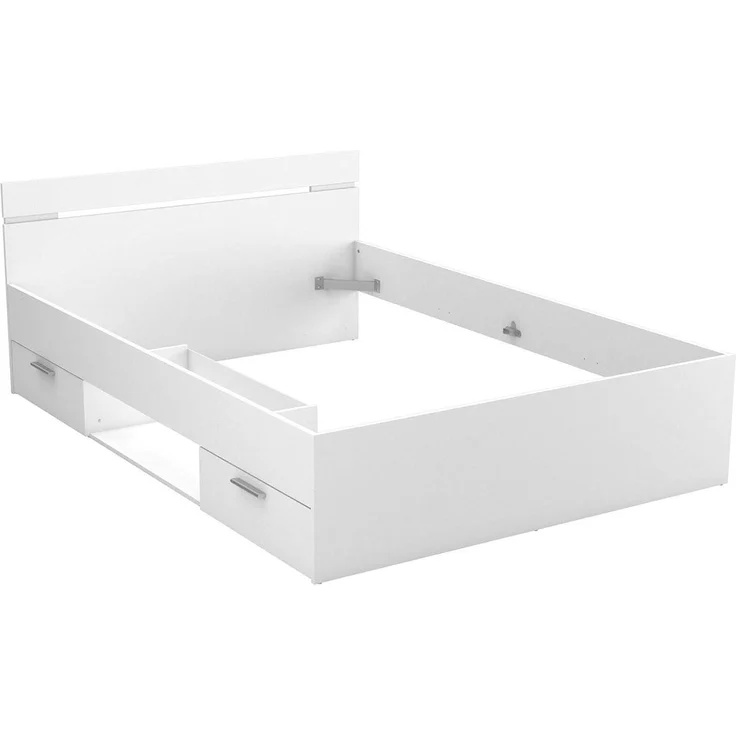 Dmora - Doppelbett VAR, Struktur des Container-Betts, Sommier mit Verkleidung, Matratzenhalterstruktur, 204x145 h74 cm, Mattweiß – Bild 3