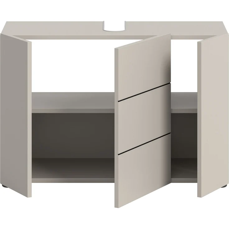 Waschbeckenunterschrank (B/H/T: 82x56x34 cm) in Kaschmir Nachbildung und schwarz – Bild 3