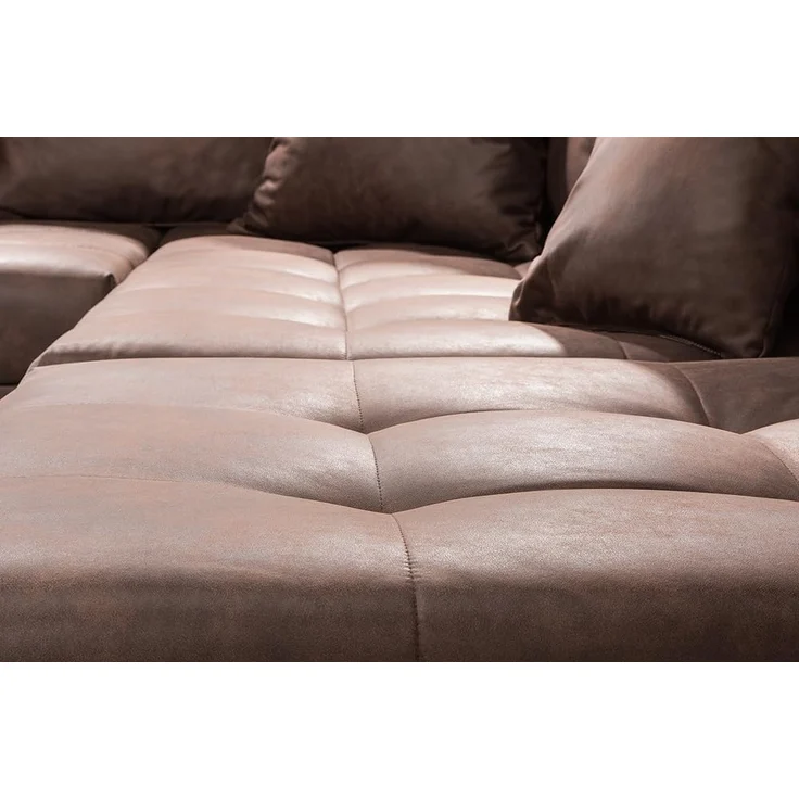 riess-ambiente Ecksofa KENT 220cm braun, Set 2 Teile, Wohnzimmer · Couch · Microfaser · Federkern · inkl. Hocker · Design – Bild 6
