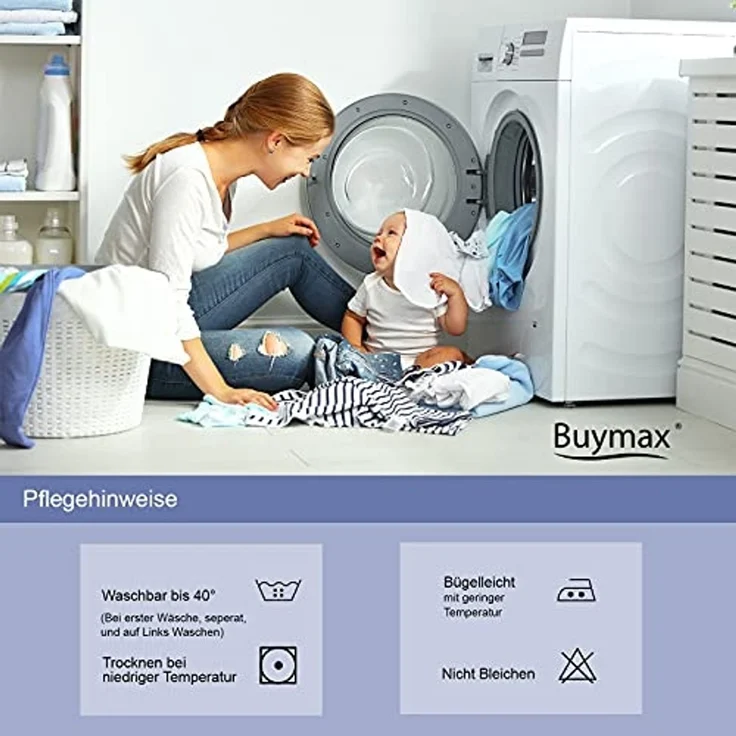Buymax Bettwäsche, Renforce: 100% Baumwolle, 2 teilig, 135x200 cm, mit Reißverschluss, Muster Marmor, Royal-Blau, Weiß – Bild 5