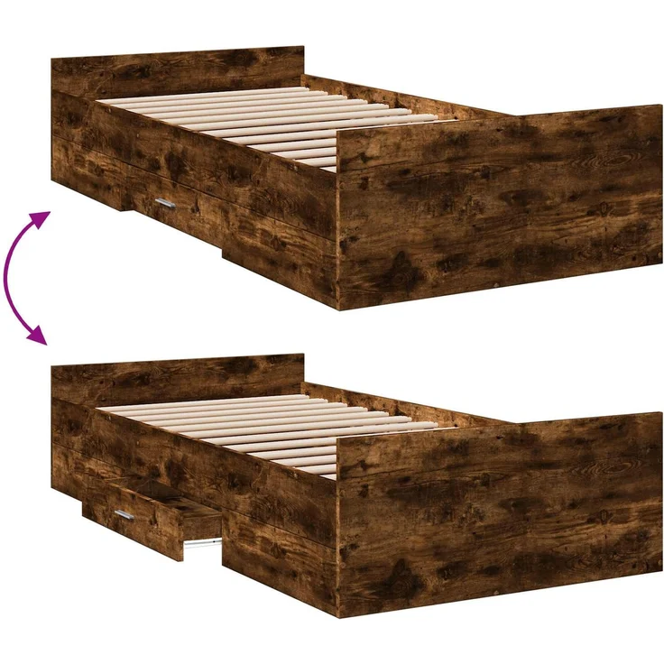 vidaXL Bettgestell mit Stauraum Geräucherte Eiche 80 x 200 cm 3429503 – Bild 8
