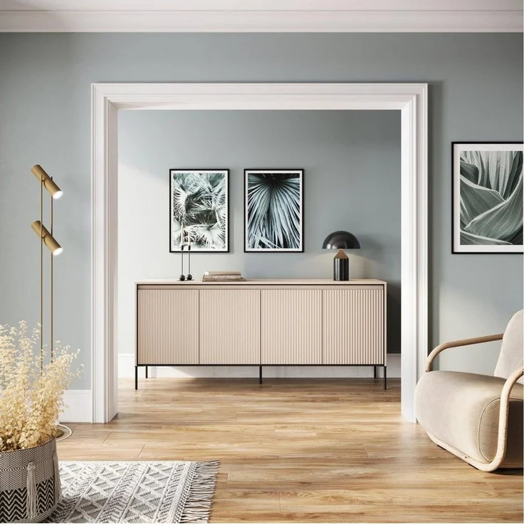 Compleo Kommode FLORE (193x40x83 cm) mit 4 Türen, Metallfüße – Bild 1