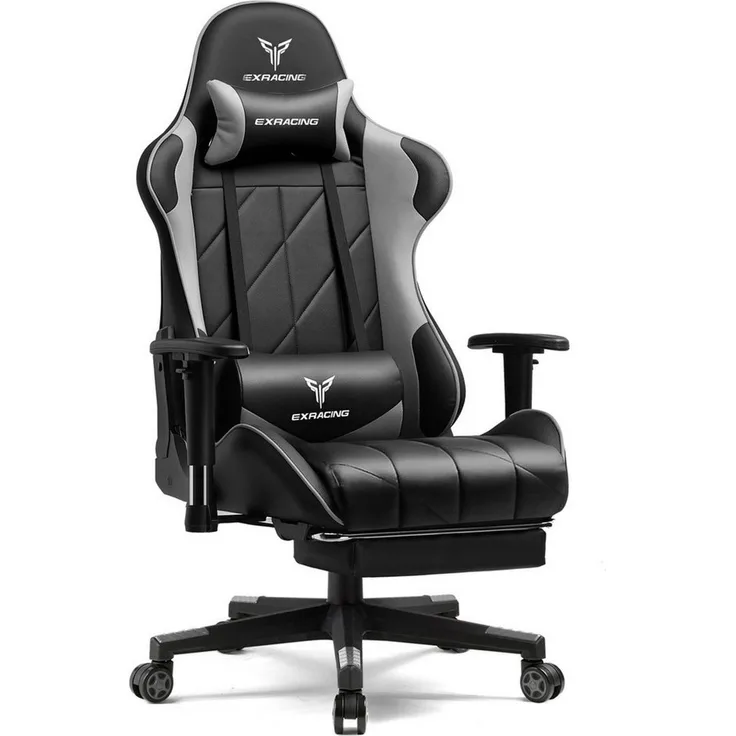 GTPLAYER Gaming-Stuhl Stoff, Racing Gamer Stuhl, Ergonomischer Gaming Sessel Gaming Chair, Schreibtischstuhl, Federsitzkissen mit Fußstütze