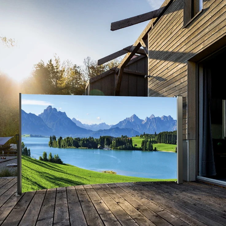 Seitenmarkise ausziehbar links, 160 cm hoch, Seitenrollo mit Fotodruck Berge – Bild 5