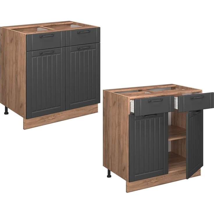 Küchenunterschrank Fame-Line Dunkelgrau 80 cm ohne Arbeitsplatte Vicco – Bild 5