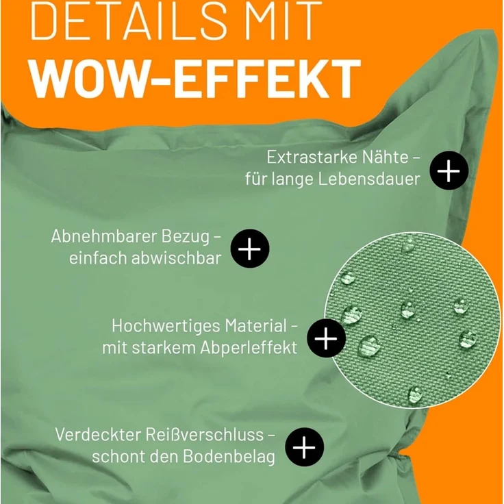 Lumaland Sitzsack XXL Bean Bag Riesen-Sitzkissen 380L 140x180cm Special Edition, Wasserfester Indoor & Outdoor BeanBag mit EPS-Perlen – Bild 5