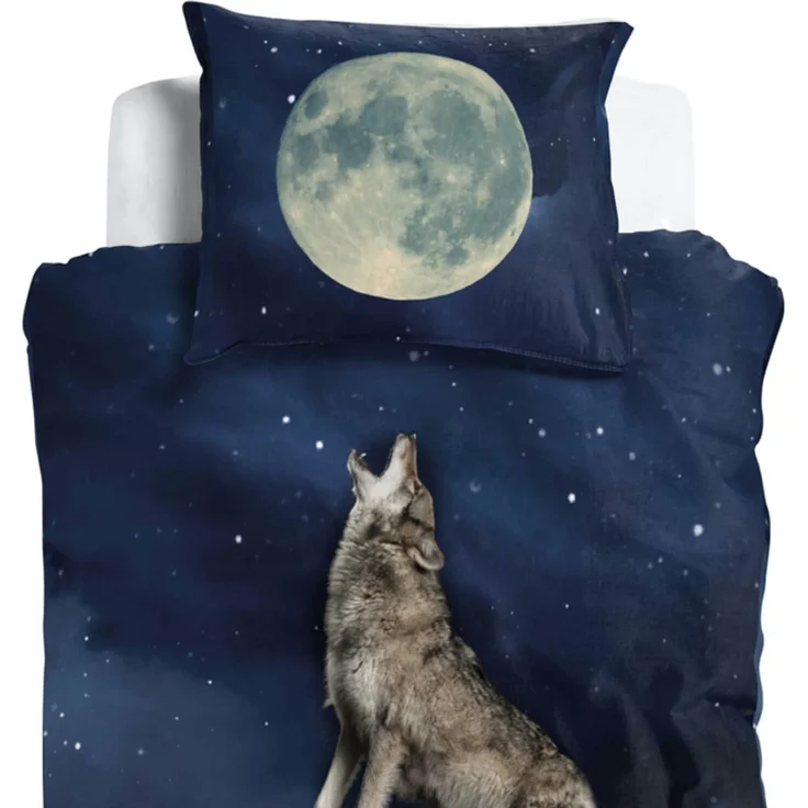 Wolf Bettwäsche Vollmond Digitaldruck ESPiCO Sleep and Dream 135 x 200 + 80 x 80 cm – Bild 2