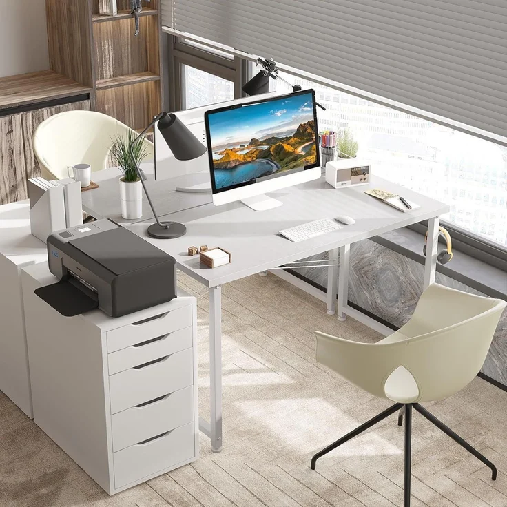 ODK Klein Schreibtisch Weiß 100×48cm Computertisch mit Aufbewahrungstasche – Bild 6