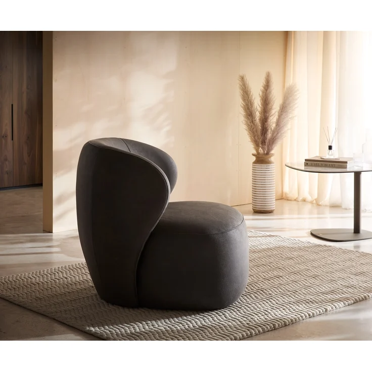 Loungesessel Pulo 80x80 cm Mikrofaser Anthrazit Vintage – Bild 4