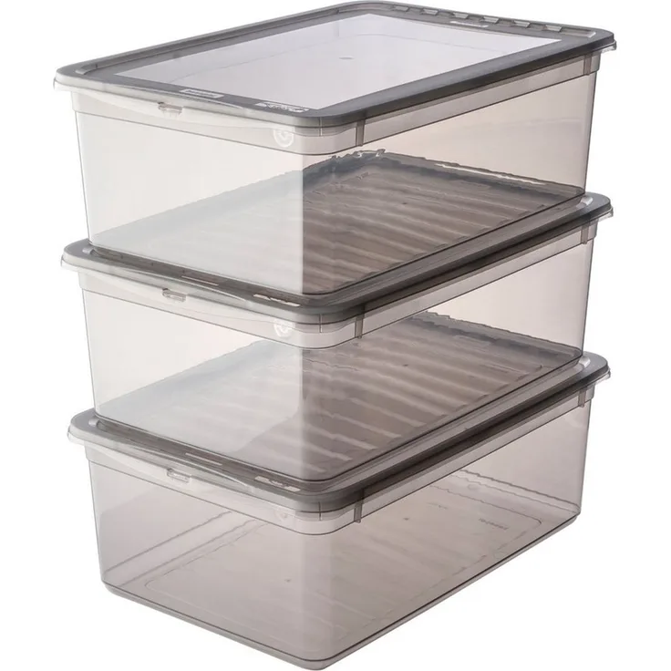 keeeper Aufbewahrungsboxen mit Air Control System, 3-teiliges Set, 3 x 11 l, Bea, Transparent