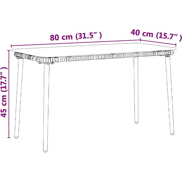 vidaXL Gartentisch Schwarz 80 x 40 x 45 cm Poly-Rattan 42010364 – Bild 10