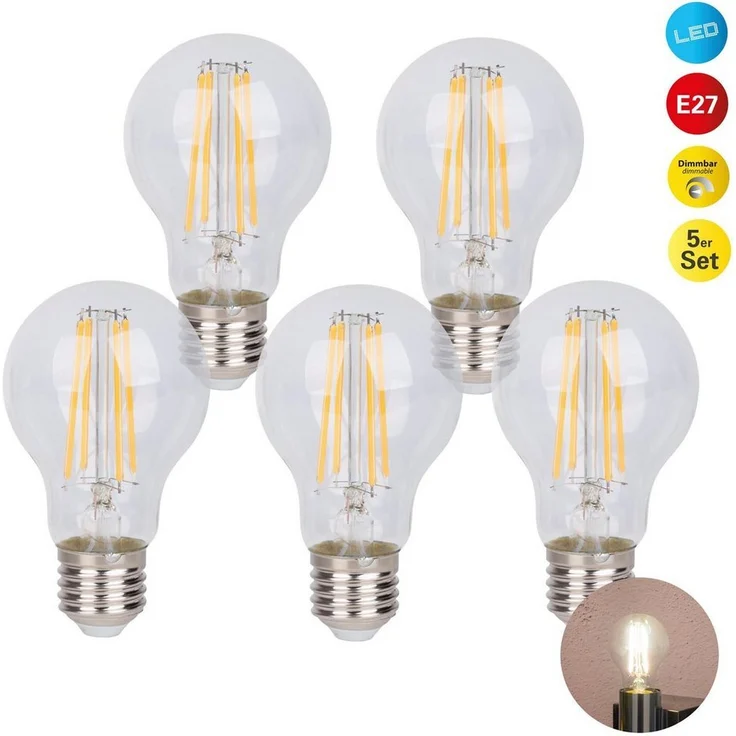 näve LED-Leuchtmittel Daffy, E27, 5 St, Warmweiß, 5er Set – Bild 5