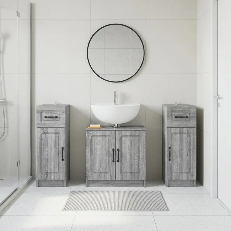 vidaXL 3-teiliges Badezimmer-Schranksystem UTRECHT 3 stk. Sonoma-Grau 3418059