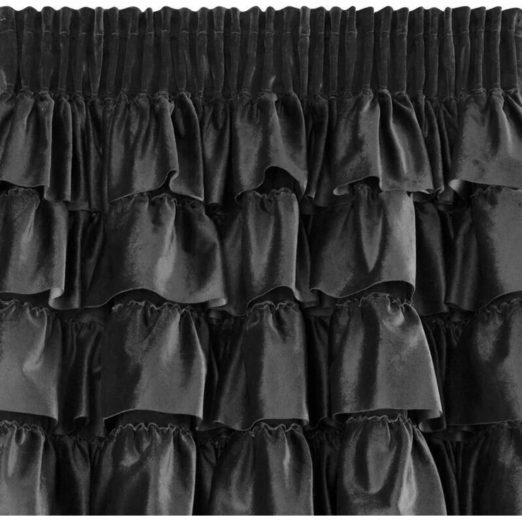 Vorhang AURA mit Rüsche Velours Samtvorhänge schwarz 140x270 cm Kräuselband – Bild 4