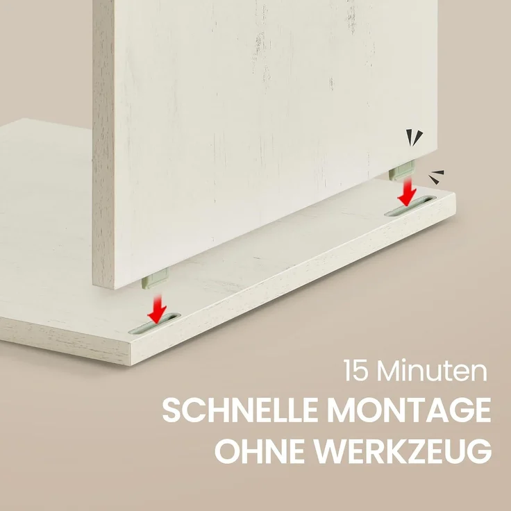 SONGMICS HOME Badezimmerschrank, Toolless-Technologie, superschnelle werkzeuglose Montage, Badschrank schmal, verstellbare Ablagen, Wohnzimmer, Flur, 30 x 30 x 170 cm, vintageweiß – Bild 5
