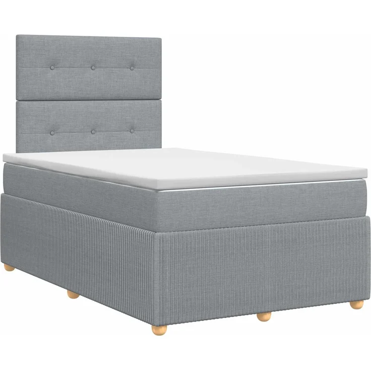 vidaXL Boxspringbett mit Matratze Hellgrau 120 x 200 cm Stoff 3454368 – Bild 2