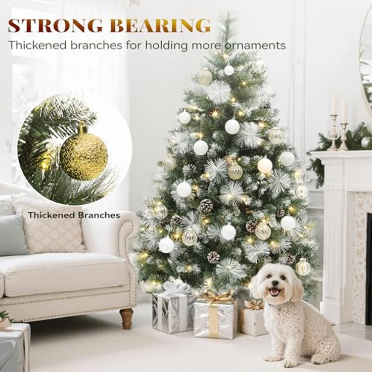 YITAHOME 140cm künstlicher Weihnachtsbaum »Scotch Pine« mit Fernbedienung – vorgeleuchteter Baum mit Zapfen, Nadeln und warmweißer/mehrfarbiger LED-Farbwechselbeleuchtung für Wohnzimmer & Büro – Bild 10