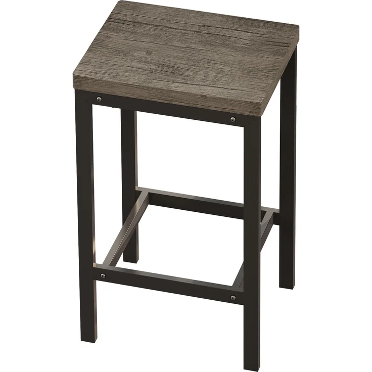 4-teiliges Esstisch-Set mit 1 Bartisch und 3 Hockern mit Metallrahmen und MDF-Holzplatte,hohe Tragfähigkeit,Braun & grau – Bild 9