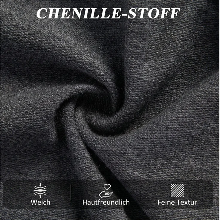 Schlafsofa mit Chenille-Optik & Klappfunktion, 190x80x60 cm, Dunkelgrau – Bild 6