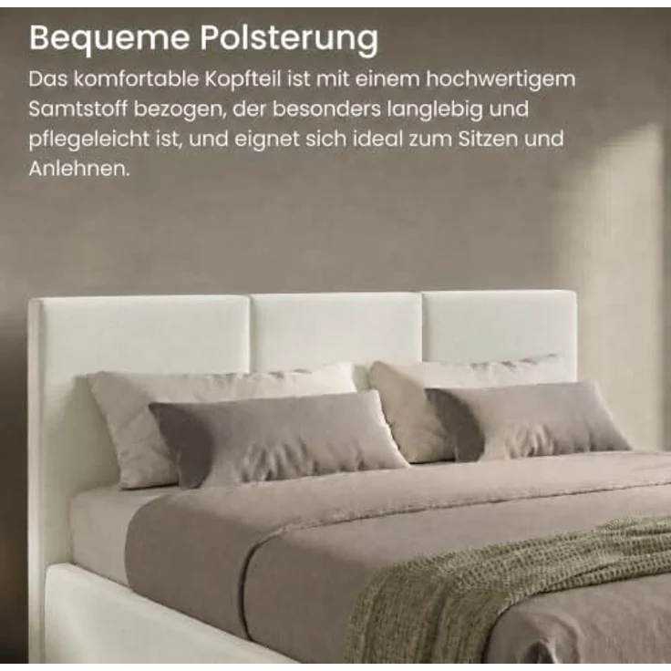 Home Collective Polsterbett mit Lattenrost & Stauraum, in Grau, mehrere Größen (120x200, 140x200, 160x200, 180x200), samtweicher Veloursstoff, flexibel mit Härtegradeinstellung – Bild 4