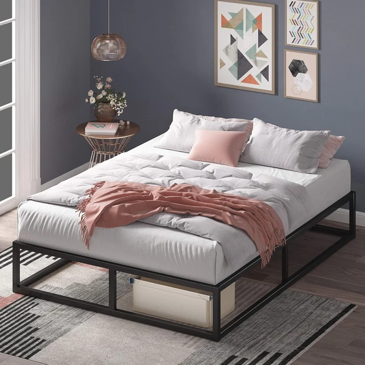 Zinus Joseph Modern Studio 25,5 cm Plattform Low Profile Bed Frame, Legierter Stahl Holz, Schwarz, 150x200 cm – Bild 1