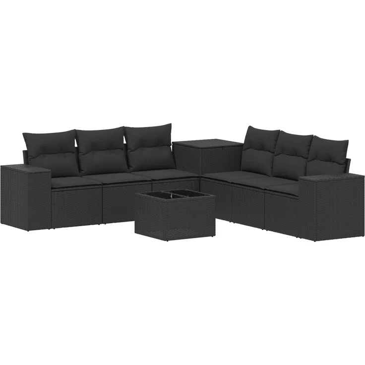 vidaXL Sofa Set 8 stk. Schwarz Polyrattan und Stahl 3448476 – Bild 2