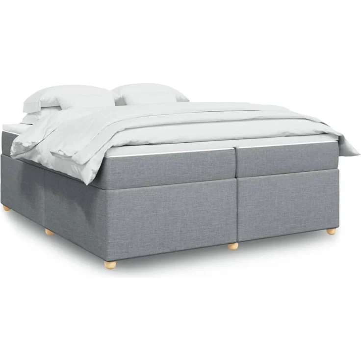 vidaXL Boxspringbett mit Matratze Hellgrau 200x200 cm Stoff 3285401 – Bild 1