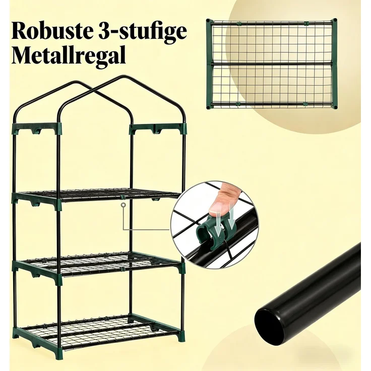 Wohnora-Gewächshaus im Freien,Roll-Up Tür Gewächshaus,Terrasse Gewächshaus,H 125cm x T 69cm x B 49cm,Grün – Bild 2