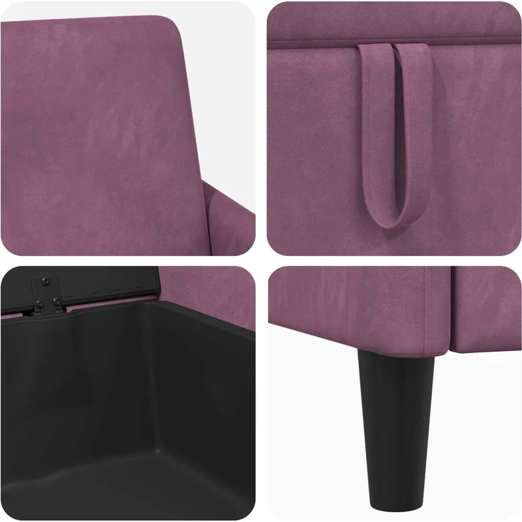vidaXL Sofa Set mit Stauraum 2 stk. Lila Polyester 3429259 – Bild 6