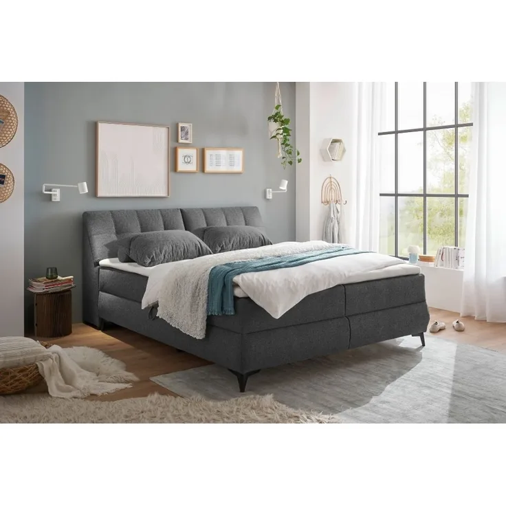 Boxbett Atlantis 160x200 cm in Anthrazit von ED Exciting Design mit Bettkasten