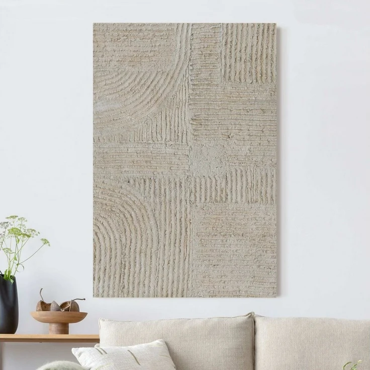 Bilderdepot24 Leinwandbild Akustikbild Abstrakt Modern Beton Sandstein Strukturen Akustik Bilder, (Wandbild im Leinwandstil mit 4 cm Keilrahmen für bessere Raumakustik), Steinoptik reduziert Nachhall & Echos in Wohnzimmer Schlafzimmer Küche – Bild 1