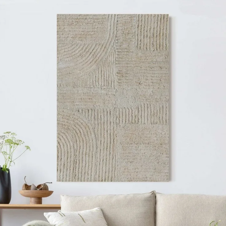 Bilderdepot24 Leinwandbild Akustikbild Abstrakt Modern Beton Sandstein Strukturen Akustik Bilder, (Wandbild im Leinwandstil mit 4 cm Keilrahmen für bessere Raumakustik), Steinoptik reduziert Nachhall & Echos in Wohnzimmer Schlafzimmer Küche