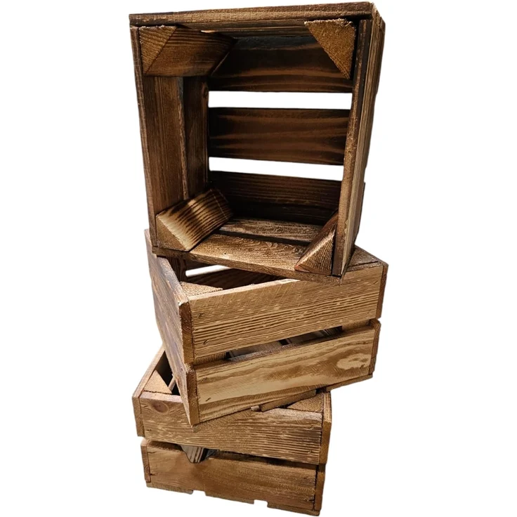 Obstkiste Holzkiste Weinkiste Box Dekokiste Kisten 22x20,5x15cm 3x Geflammt – Bild 8