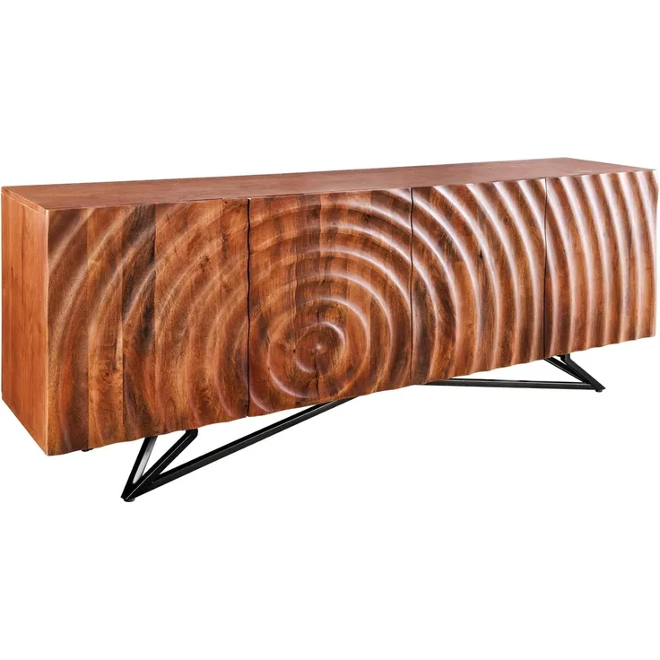 riess-ambiente Lowboard ZEN 180cm braun / schwarz (Einzelartikel, 1 St), Massivholz · Metall · Stauraum · Front Design · handmade · Wohnzimmer