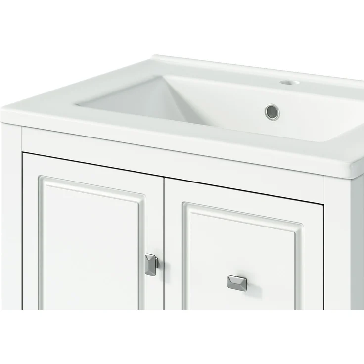 Freistehender Waschtisch 62x47x90 cm mit Keramikbecken und 3 Schubladen – Weiß – Bild 10