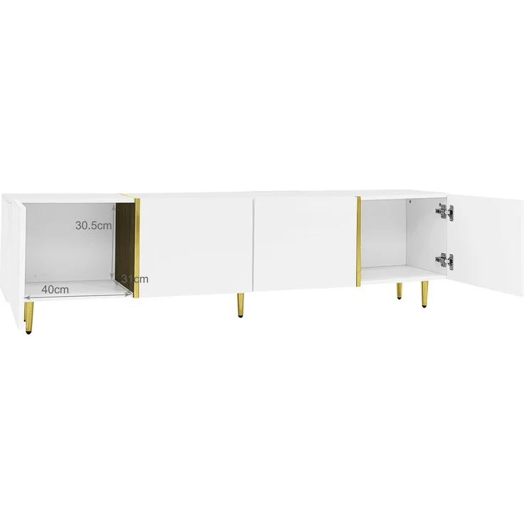 JARDJ Moderner Hochglanz-Weiß TV-Schrank und Couchtisch Set – Bild 4