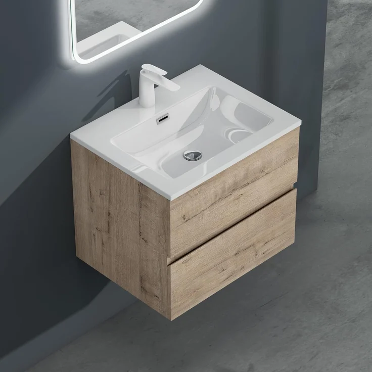 Mai & Mai Badmöbel-Set Waschtisch mit Unterschrank Waschbecken weiß Mineralguss Aqualis – Bild 4