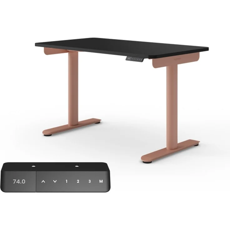 Ergotopia Desktopia One I Elektrisch höhenverstellbarer Schreibtisch I Tischplatte: 120x65cm, Schwarz Dekor I Gestell Apricot I Top Preis-Leistung