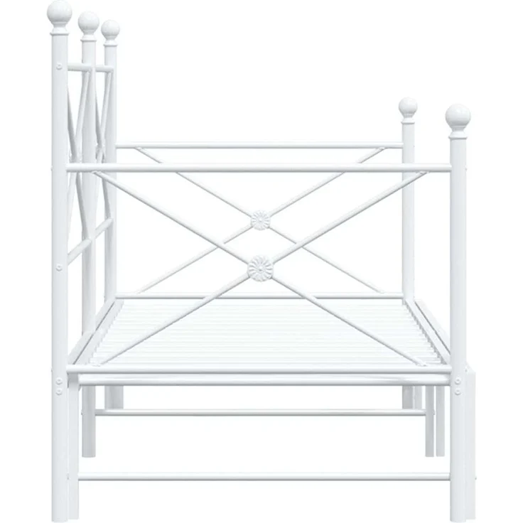 vidaXL Tagesbett Ausziehbar ohne Matratze Weiß 90x200 cm Stahl 4104689 – Bild 6